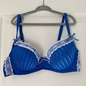 Blue Lace Trim Bra - never worn